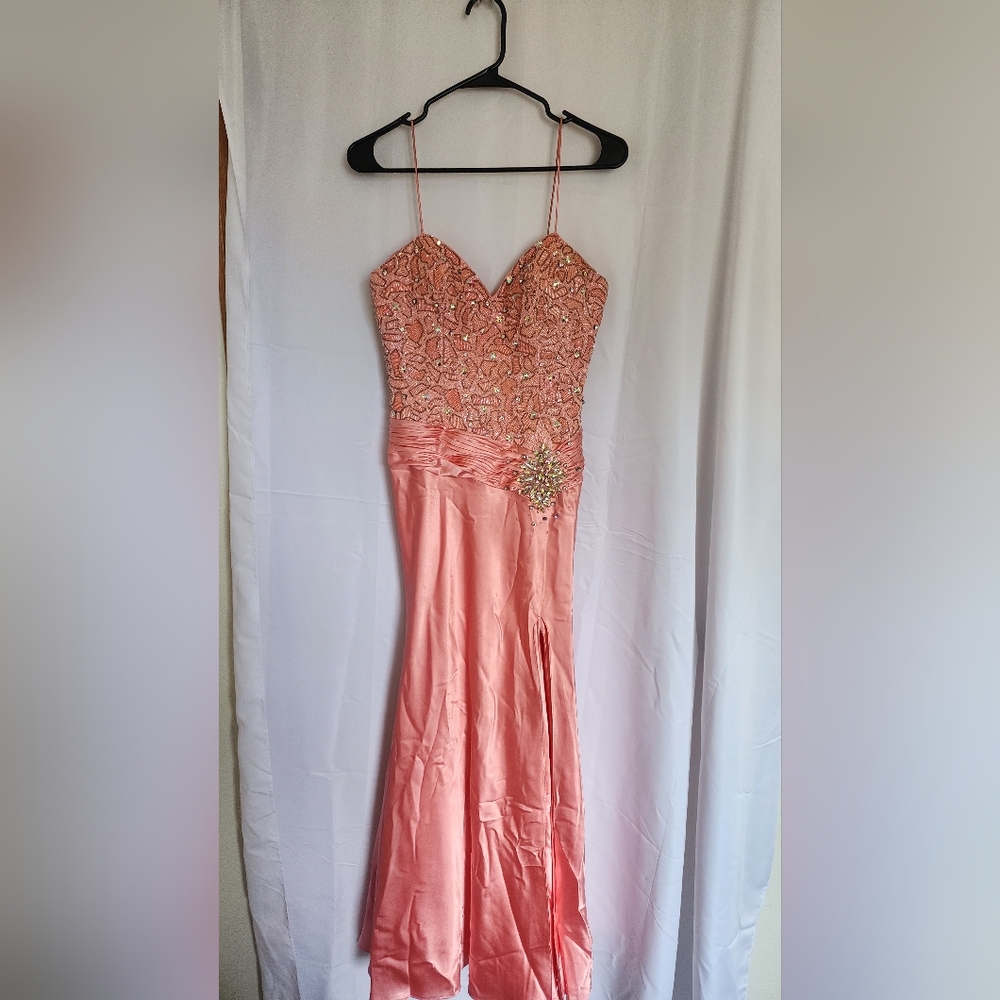 Elegant Pink Beaded Gown